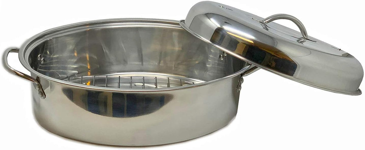 Stainless Steel Oval Roaster with Wire Rack and High Dome I515766