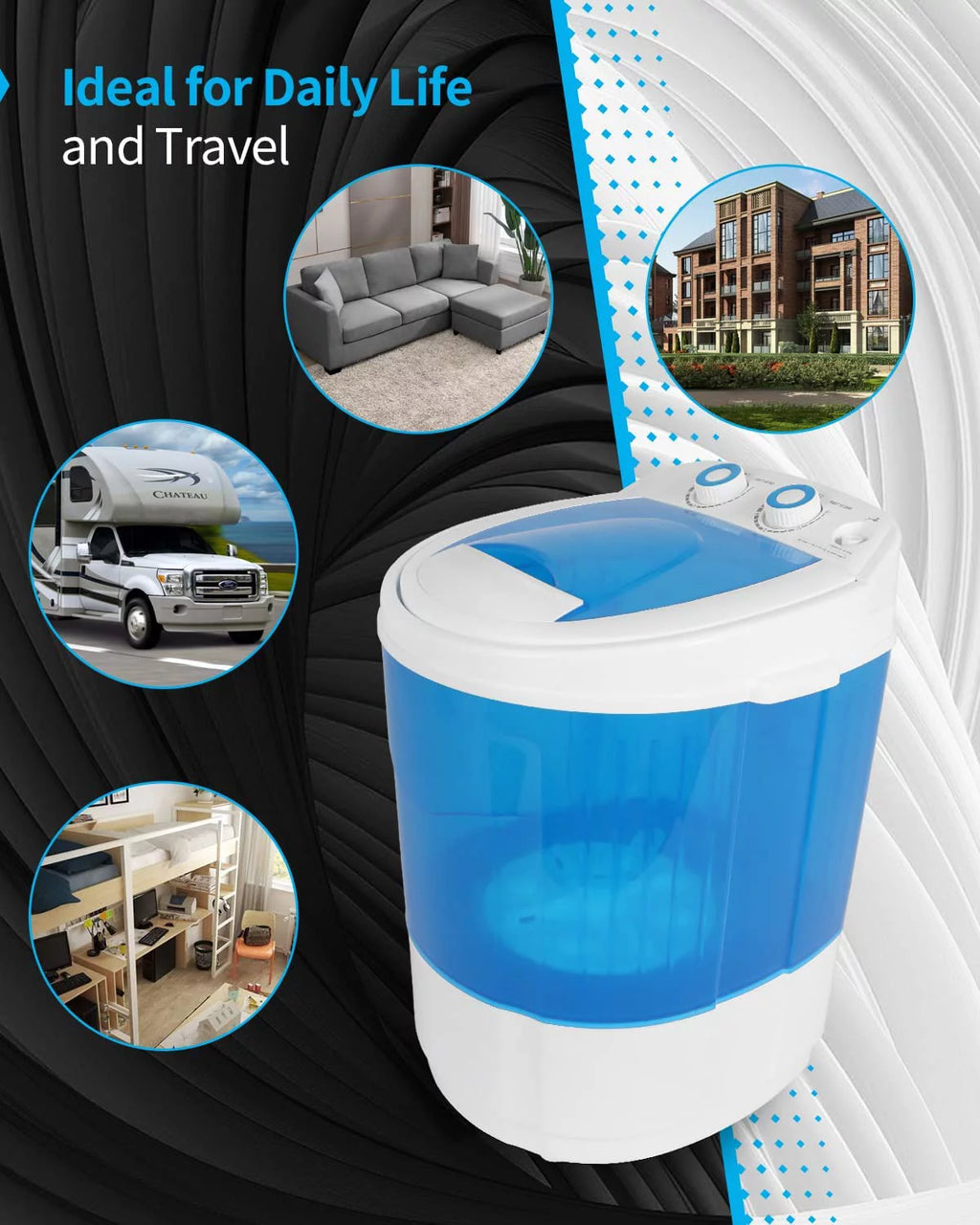 7.7lbs Mini Portable Washing Machine with Spiner Basket E374476