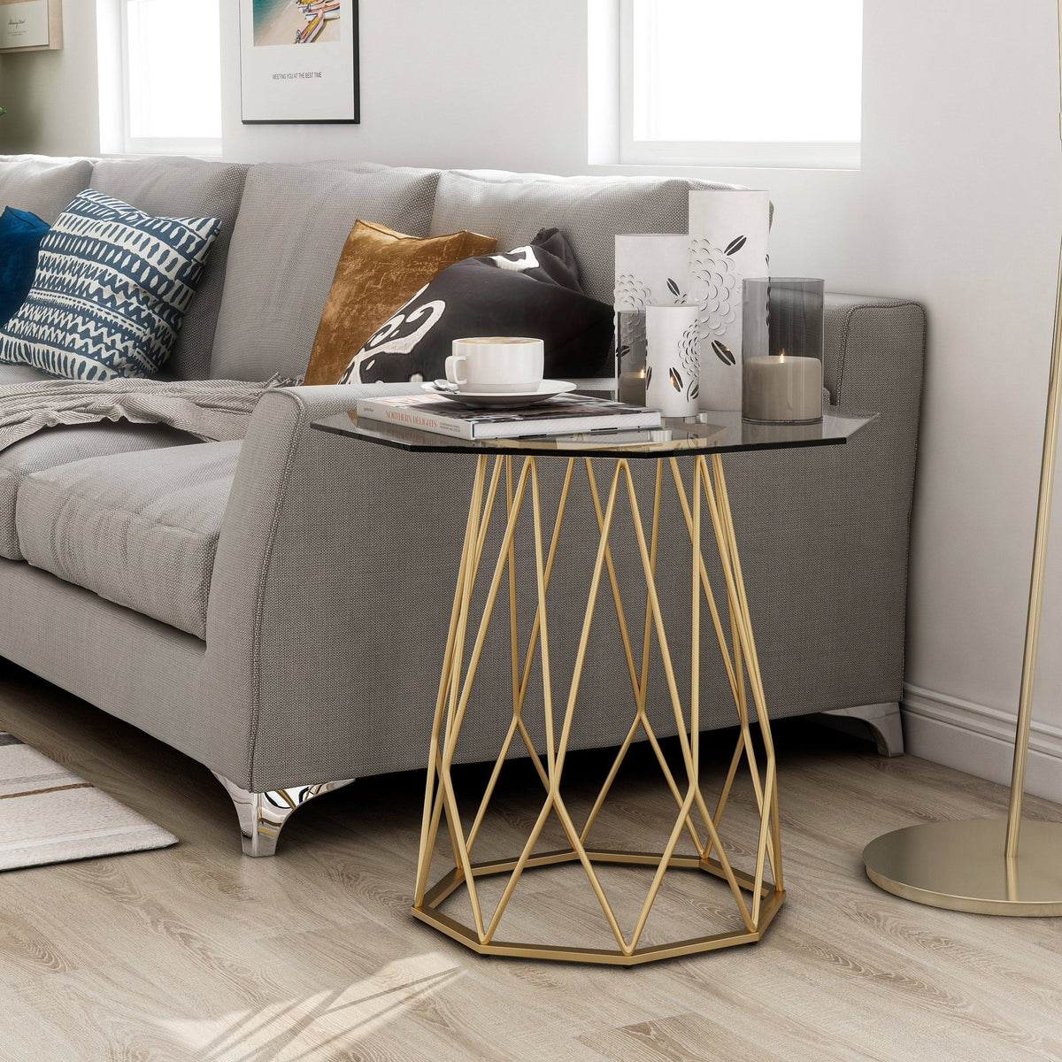 Black Glass Top End Table O98888