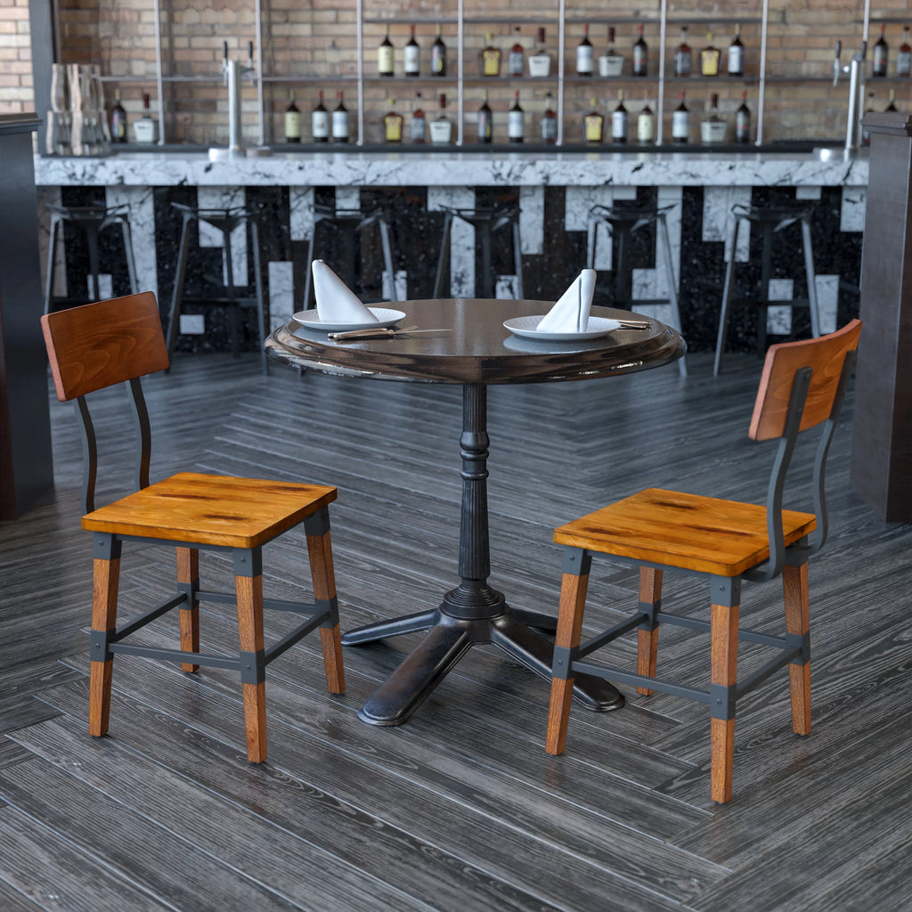 2 Pack Antique Walnut Wood Dining Chair V537