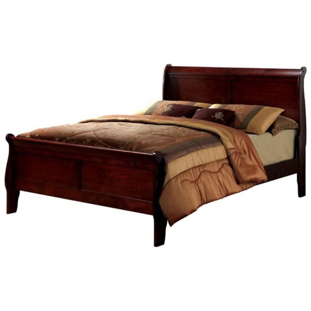 Cherry Sleigh Bed Queen Size Solid Wood C225771