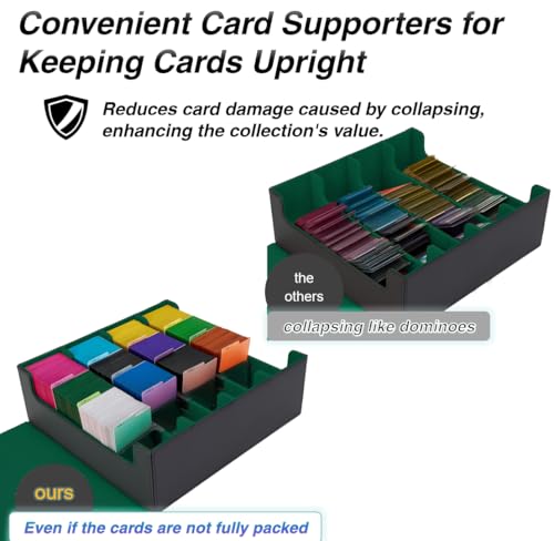 Card Storage Box with 24 Colorful Divider Tabs, Black and Grey L629
