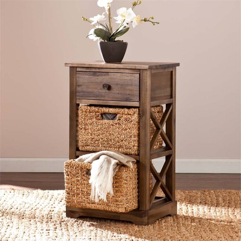 Antique Brown 2 Basket Storage Unit S943