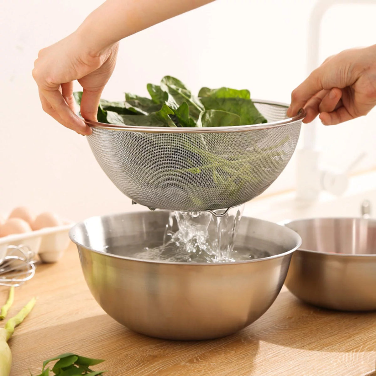 304 Stainless Steel Colander with Bowl Set of 2 J9138