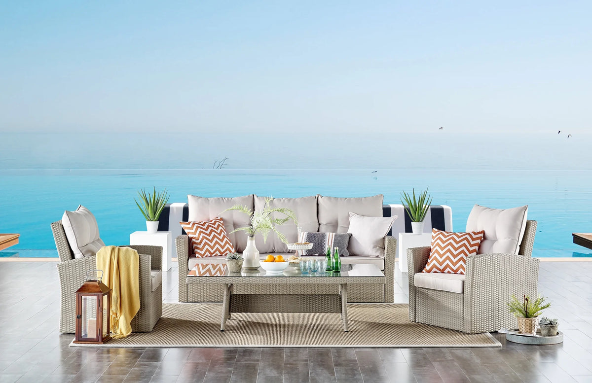 Wicker Outdoor Sofa with Cushions E13633