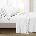 White Solid 6 Piece 100% Egyptian Cotton Twin Size Bed Sheet Set V971