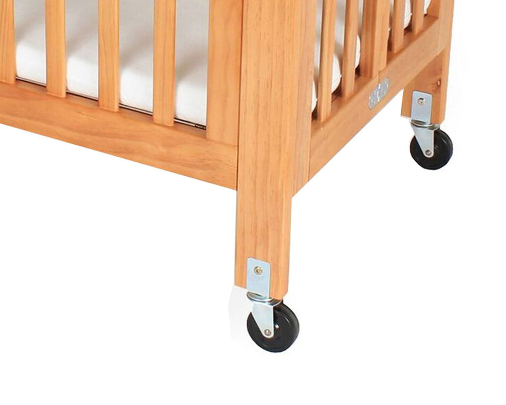 Slatted Foldable Wood and Metal Crib Natural Brown N460