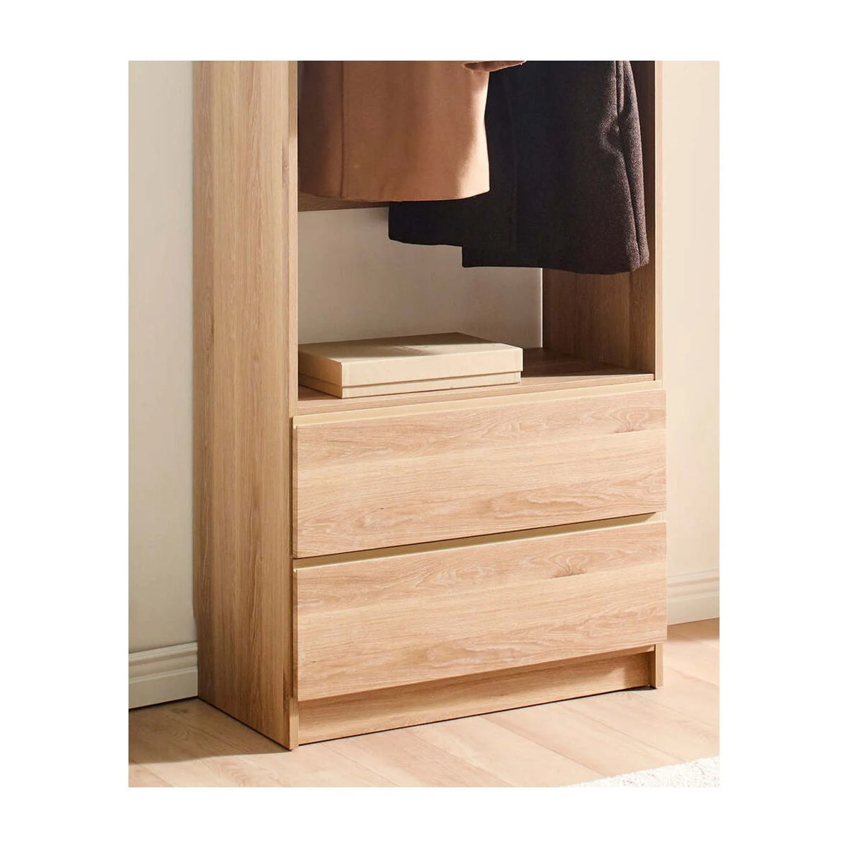 Oak Wood Walk-in Closet with Two Drawers X61996