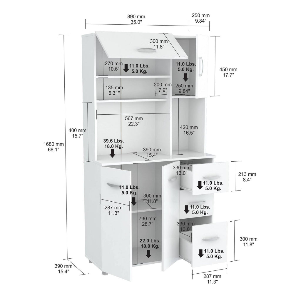 White Kitchen Storage Cabinet G656