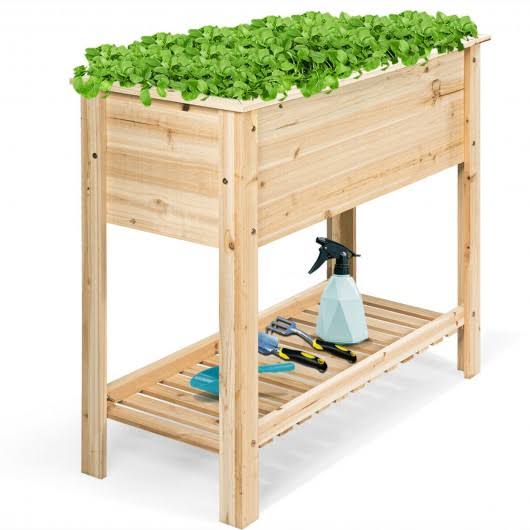 Raised Garden Bed with Storage Shelf Y89585