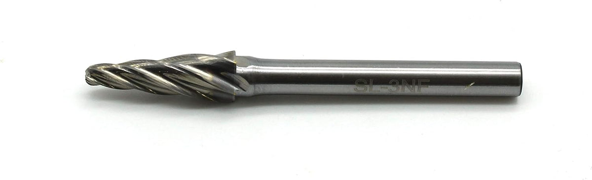 5 pc Set Aluminum Carbide Rotary Burr File, 1/2 Inch and 3/8 Inch Head, 1/4 Inch Diameter 2 Inch Long Shank J629