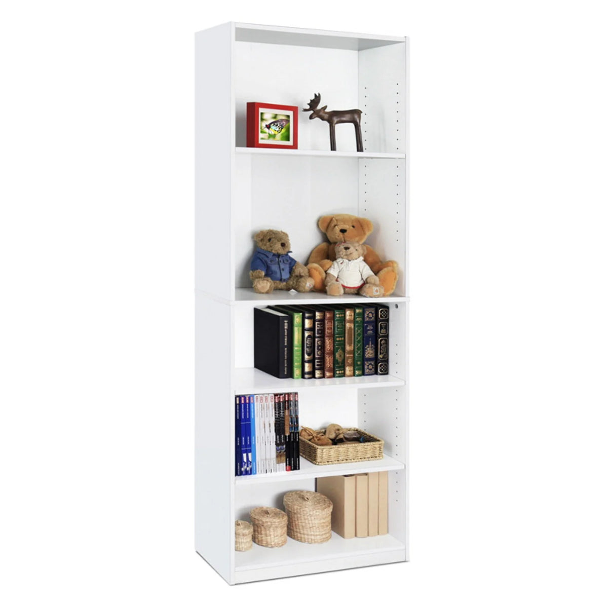 White 5-Shelf Engineered Wood Bookcase F233347