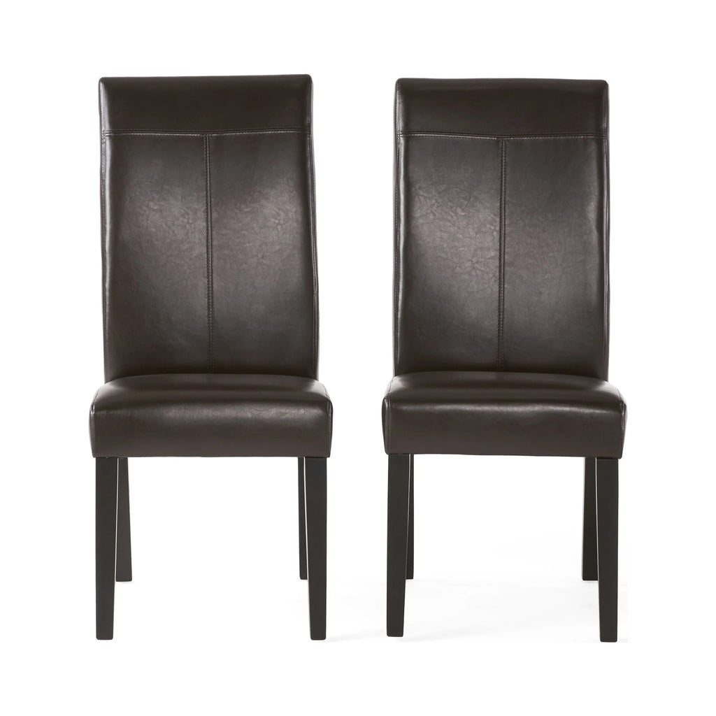 Brown Faux Leather Dining Chairs Set of 2 E837