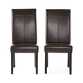 Brown Faux Leather Dining Chairs Set of 2 E837