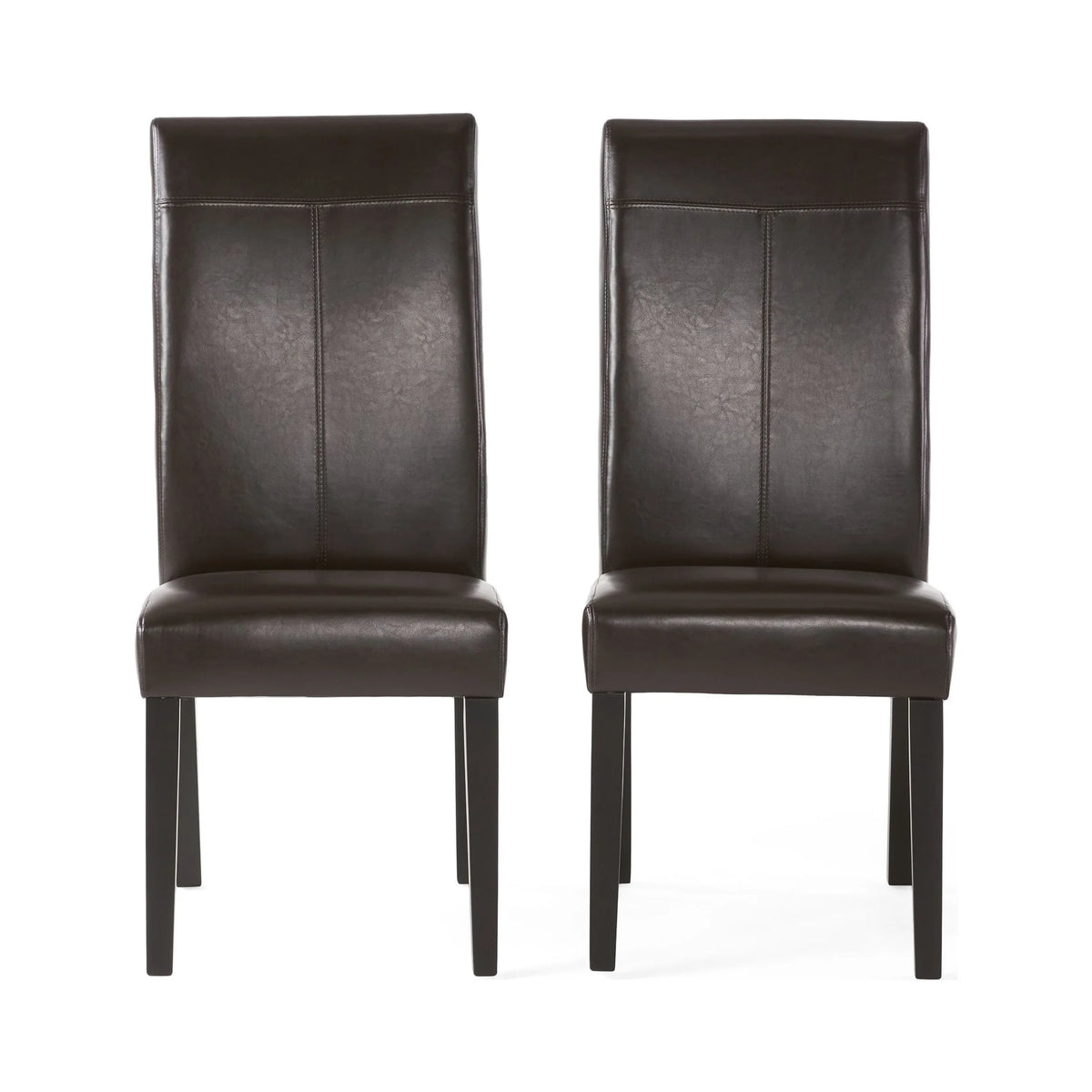 Brown Faux Leather Dining Chairs Set of 2 E837