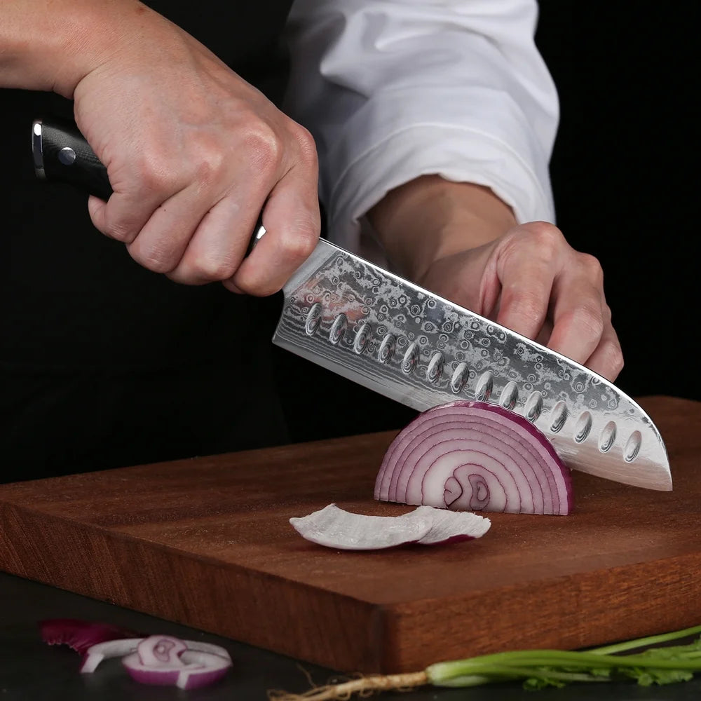 6Pcs Japanese VG10 Damascus Steel Kitchen Knife Set with Block Q2937