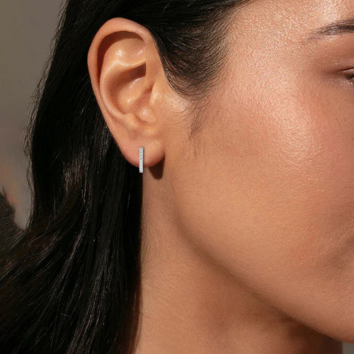 0.60 Carat Round Cut Lab Grown Diamond J Hoop Push Back Earrings in 14KT Solid Yellow Gold M376