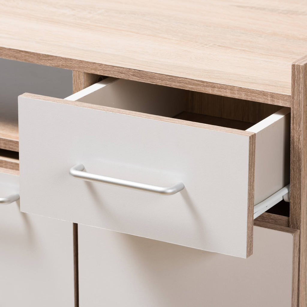 Light Oak and White Finish Kitchen Cabinet T92349