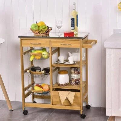 Kitchen Cart with Stainless Steel Top S573791