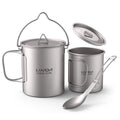 Titanium 3 Pieces Set 750ml Pot 450ml Cup with Lid Folding Spork R811