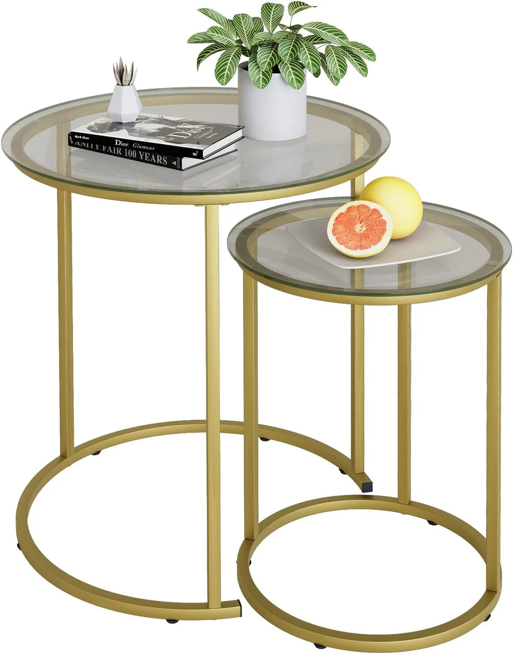 Black Tempered Glass Coffee Table Set of 2 Q727