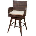 Brown Wicker Swivel Armed Barstool I147153