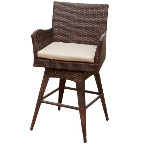 Brown Wicker Swivel Armed Barstool I147153