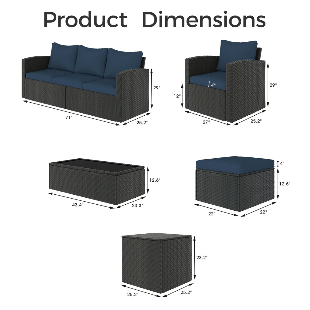 10 Pieces All Weather PE Wicker Rattan Outdoor Sectional Sofa A2609