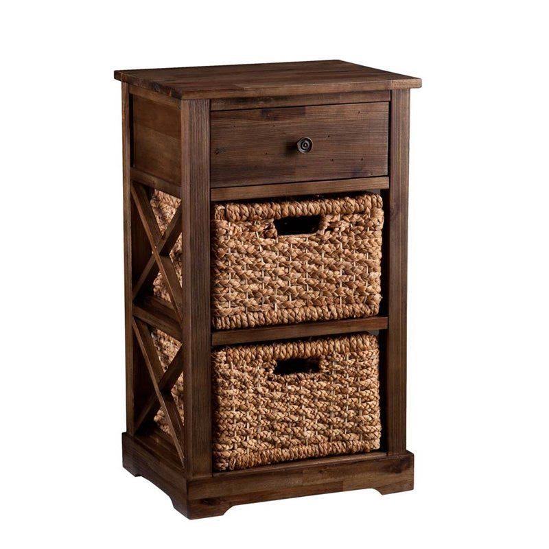 Antique Brown 2 Basket Storage Unit S943
