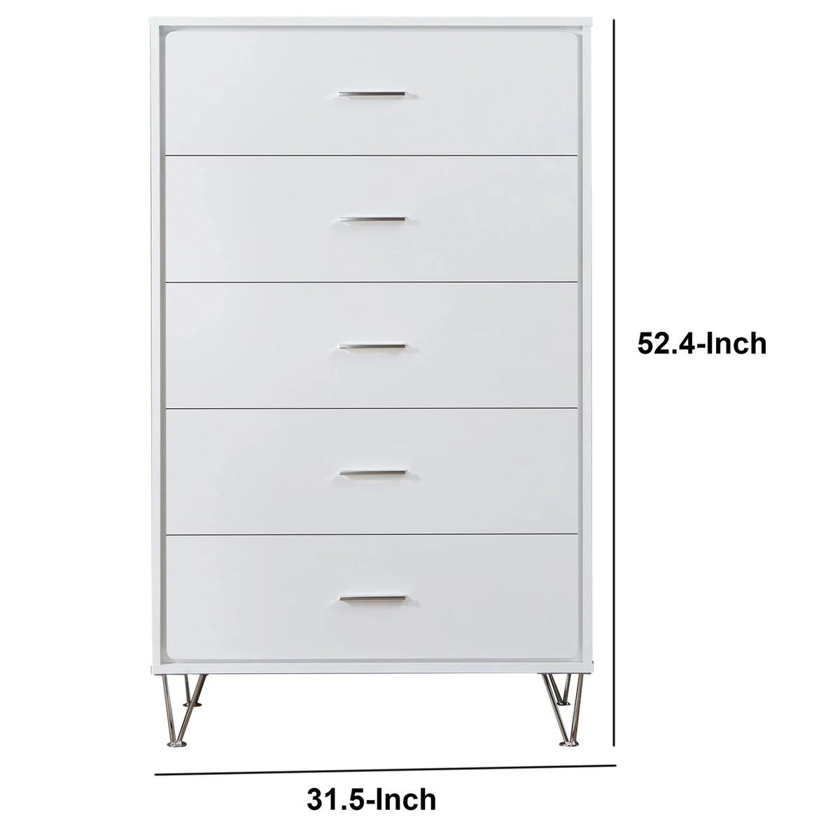 White 5 Drawer Wooden Chest R781885