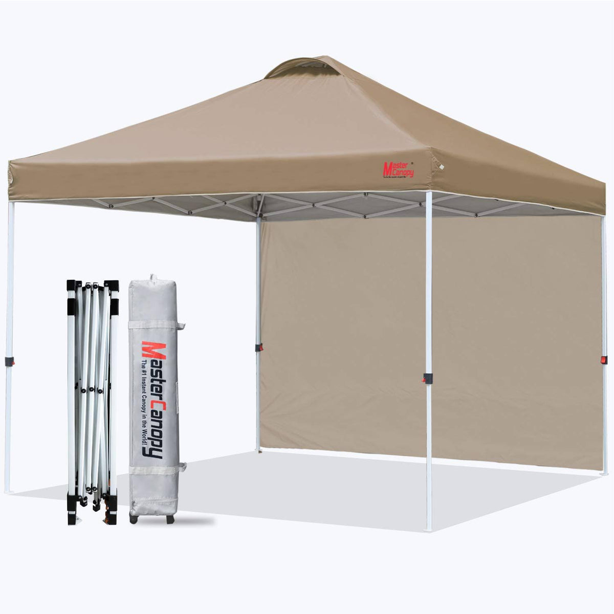 Khaki Pop Up Canopy Tent with 1 Sidewall T395