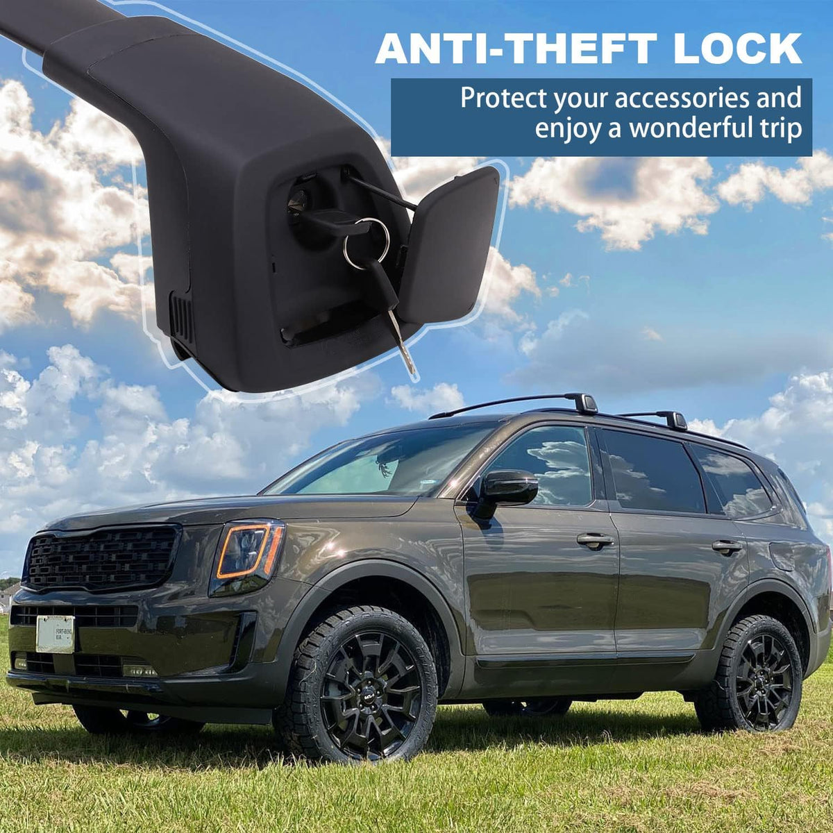 Black Roof Rack Cross Bars for Kia Telluride 2019-2022 A8080