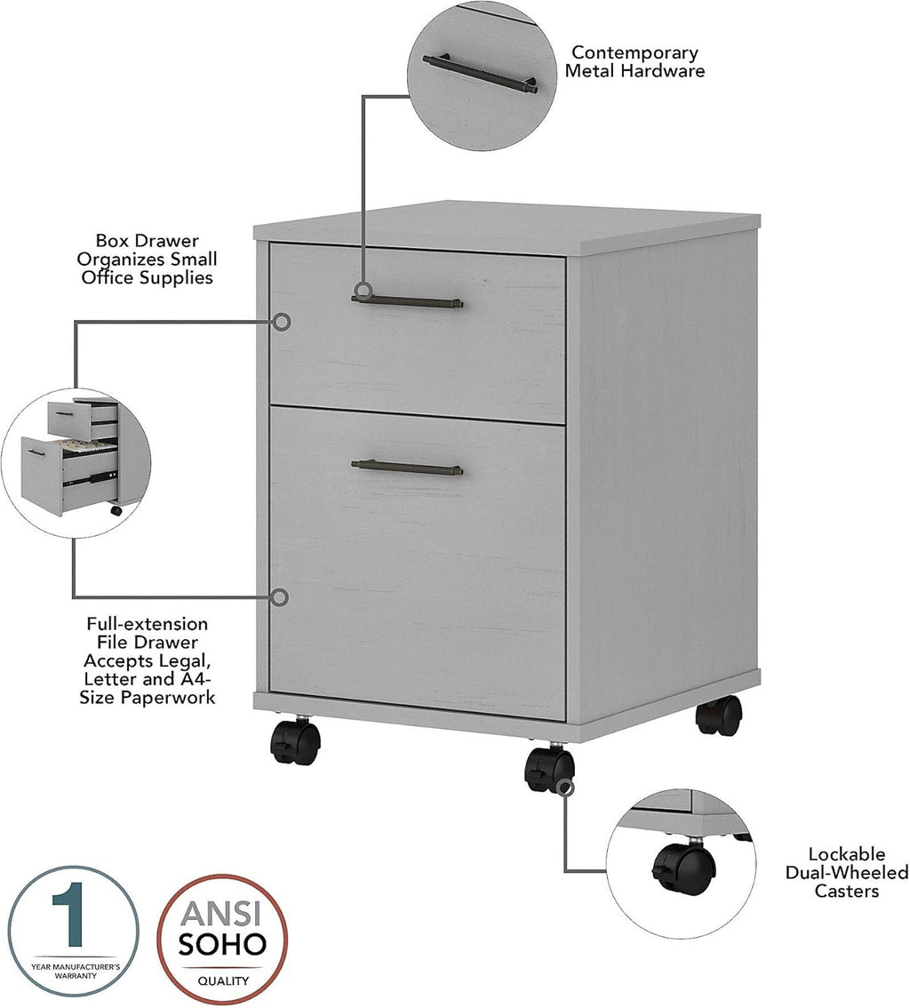 2 Drawer Mobile File Cabinet, Cape Cod Gray H818141