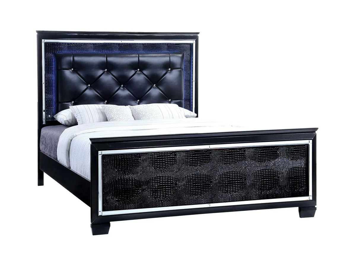 Black Solid Wood Queen Bedroom Set 6pcs Z394442