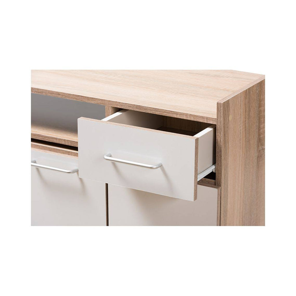 Light Oak and White Finish Kitchen Cabinet T92349
