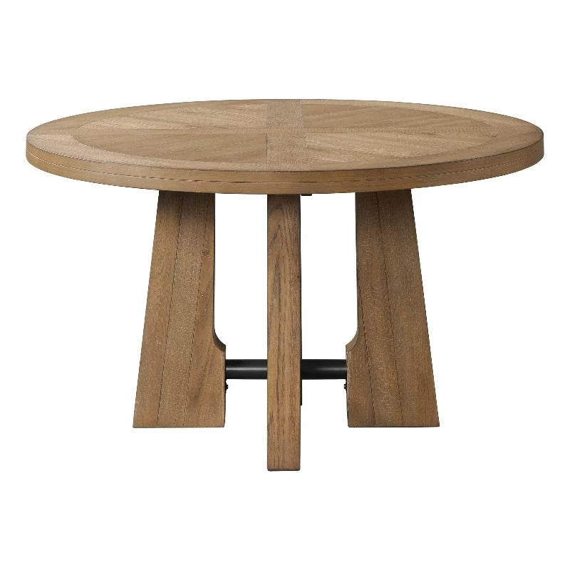 Round Wood Table in Weathered Oak Finish Y5882