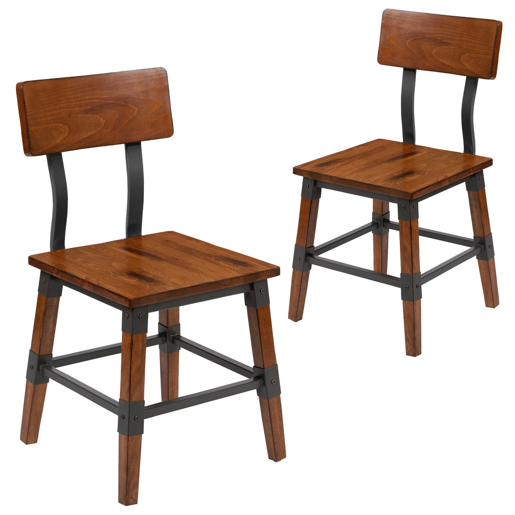 2 Pack Antique Walnut Wood Dining Chair V537
