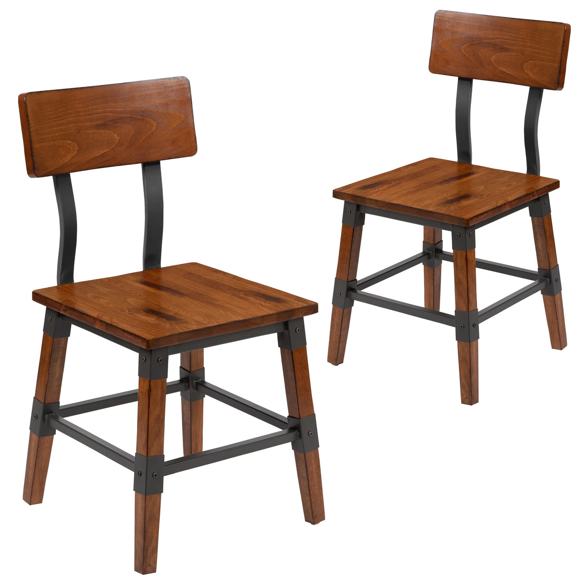 2 Pack Antique Walnut Wood Dining Chair V537