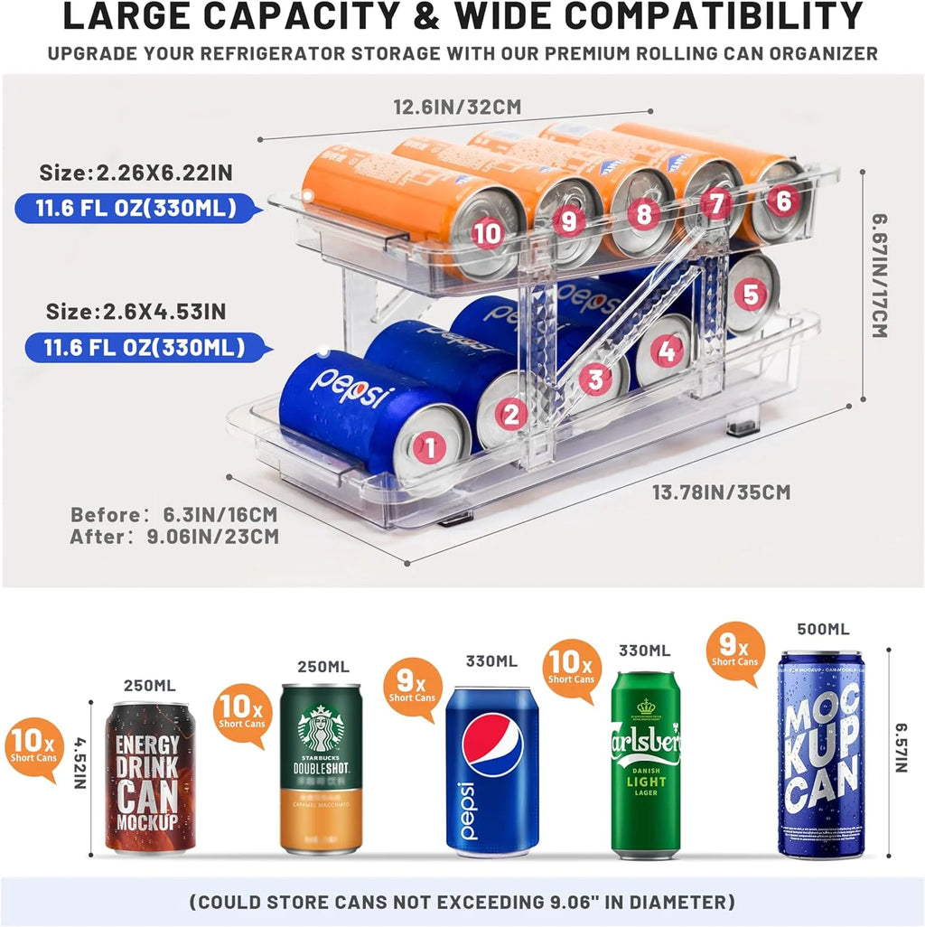2 Pcs Clear Plastic Beverage Soda Can Organizer for Refrigerator T18039