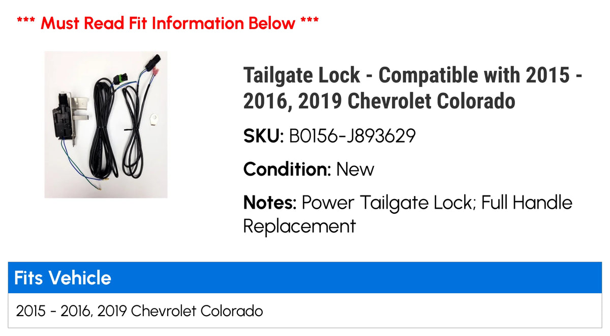 Tailgate Lock for Chevy Colorado U1609