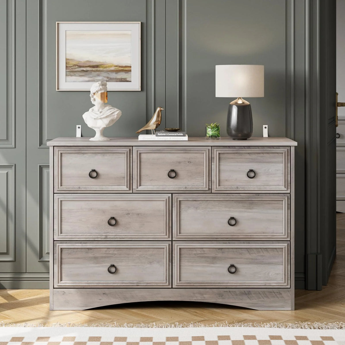 Gray 7 Drawer Wood Dresser G39139