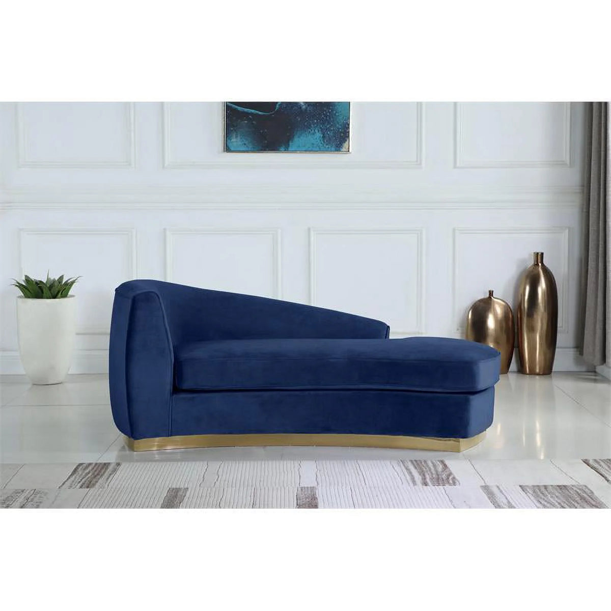 Navy and Gold Velvet Accent Chair and Chaise 2-Piece Set F412425