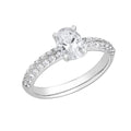 Oval Cut Lab Created Diamond Solitaire Halo Ring with Side Stones in 14K Solid White Gold Yellow Gold Rose Gold W470863