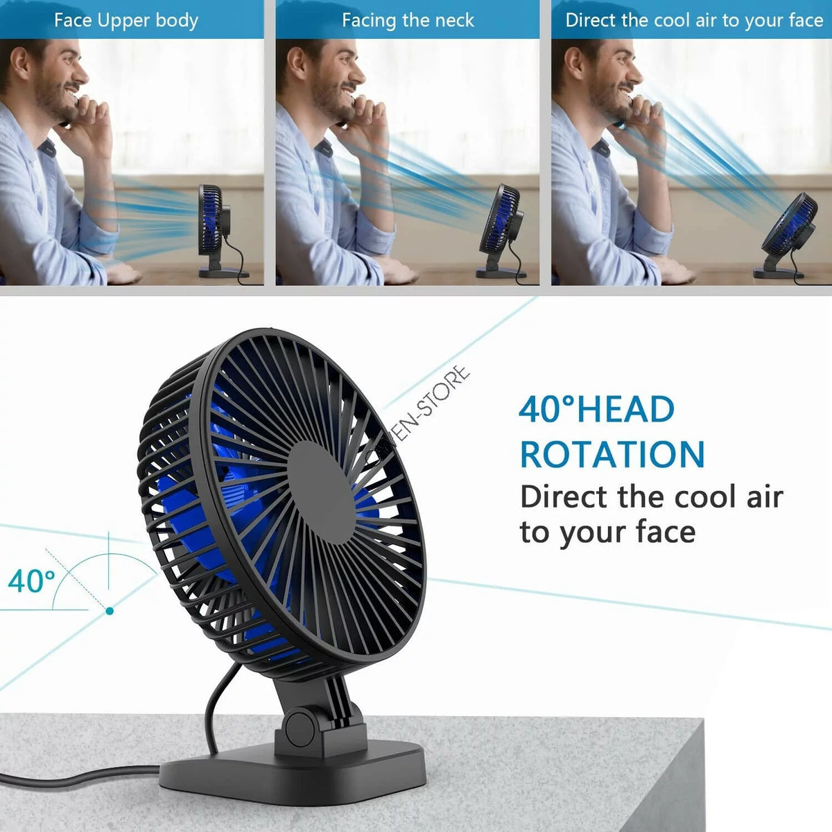 4 inch Mini Desk Fan 3 Speeds USB Powered J415