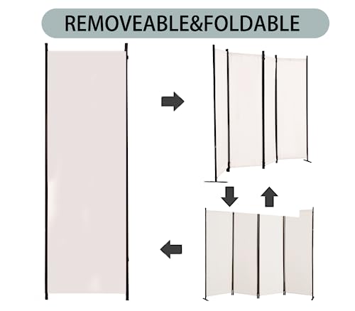 4-Panel White Privacy Screen with Support Foot V8577