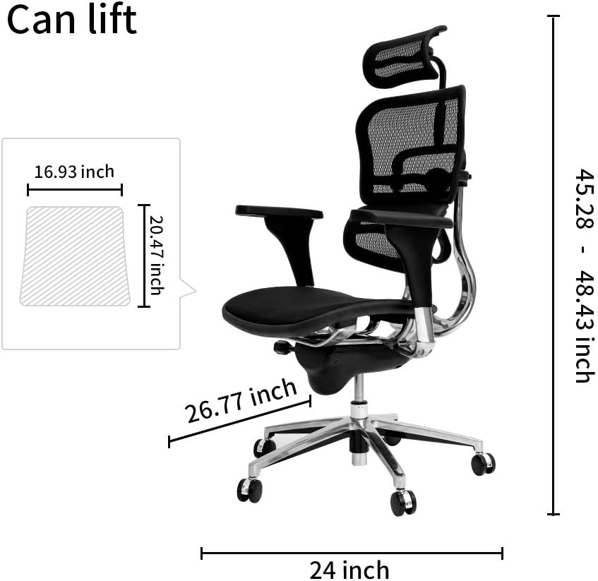 Black Mesh High Back Office Chair with Headrest and Lumbar Support P97832