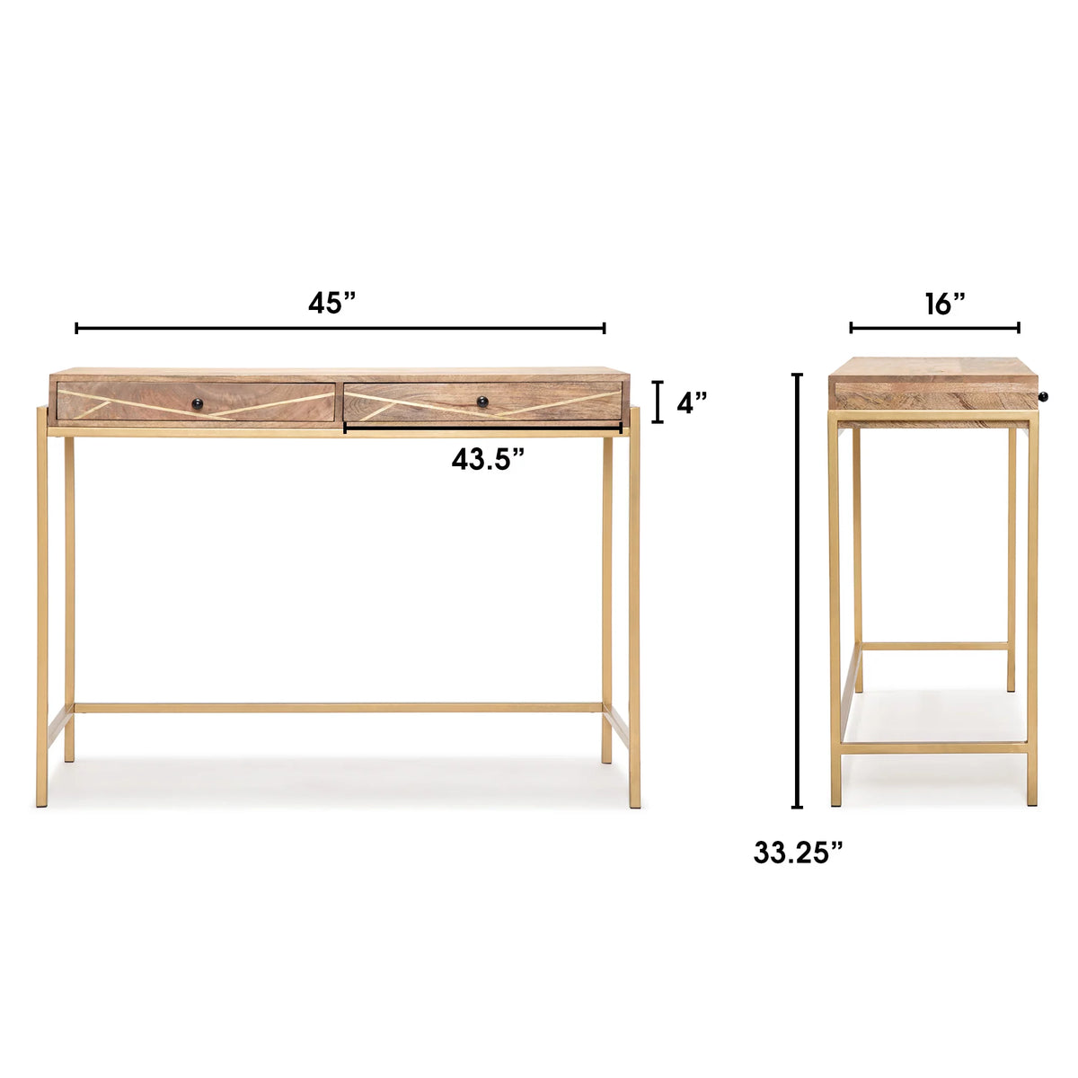 Solid Wood Console Table with 2 Drawers W667403