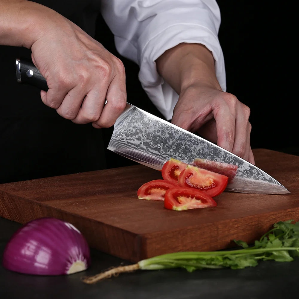 6Pcs Japanese VG10 Damascus Steel Kitchen Knife Set with Block Q2937