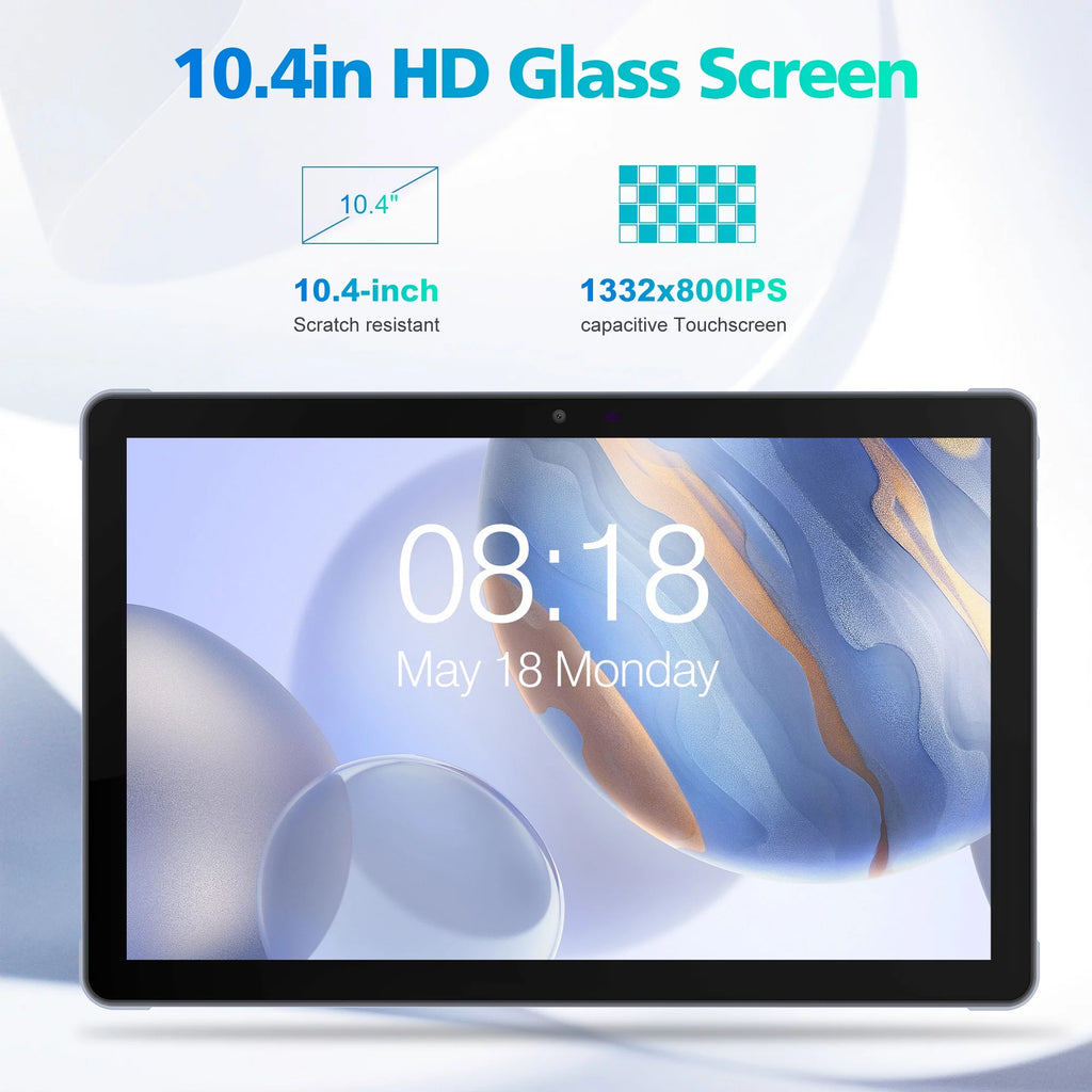 Android 12 Tablet 10.4 Inch with Case, 4GB RAM, 64GB Storage, Octa-Core, 6000mAh, Gray H624