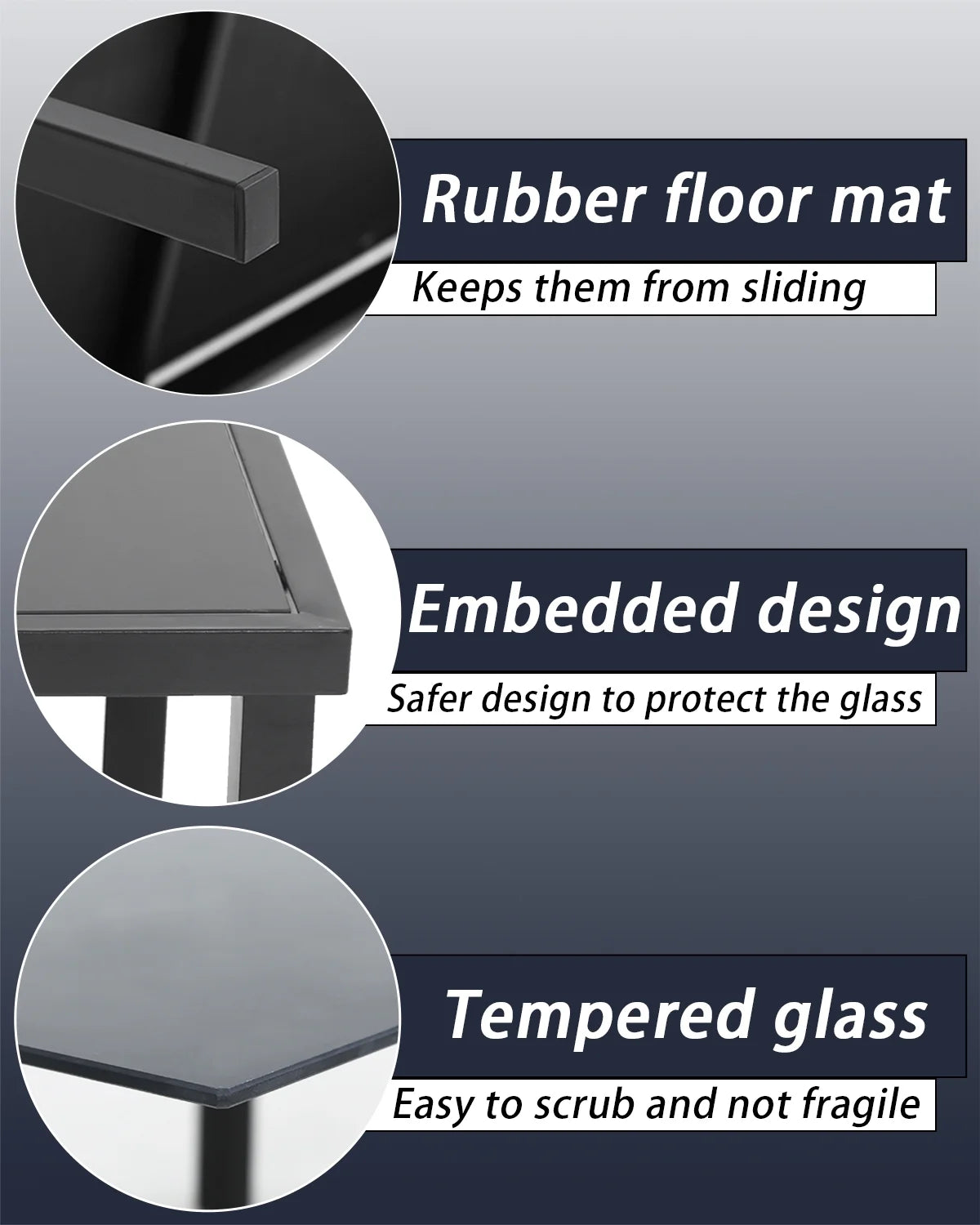 4 Piece Patio Conversation Set with Tempered Glass Tabletop Black L41261